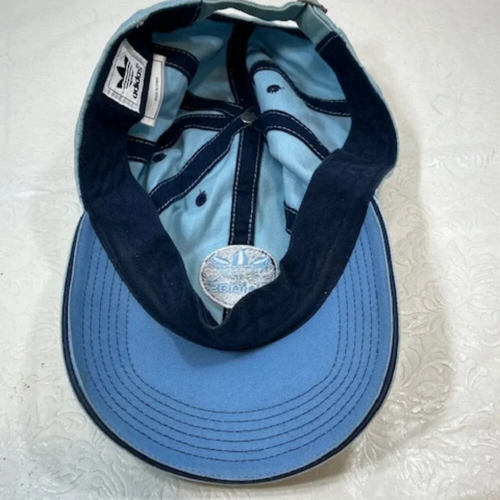 Adidas Washed Blue Cotton Adjustable Strapback Cap Hat